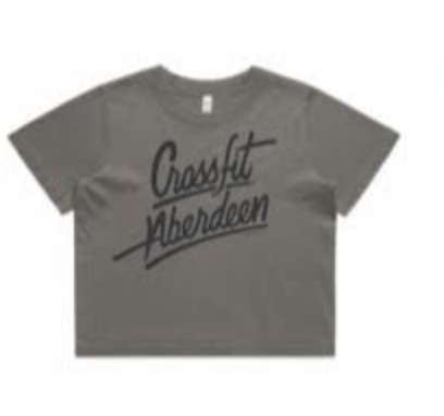 WOMENS GREY HEAVY CROP T
